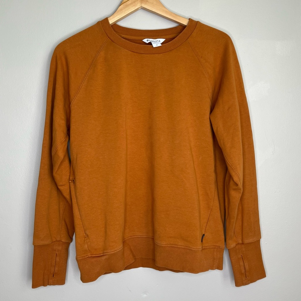 Athleta long sleeve brown crewneck sweater size medium
